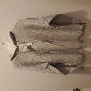 𝅺SWEET Romeo Gray Wide Ribbed Drawstring Hoodie Sweater A218 (47)